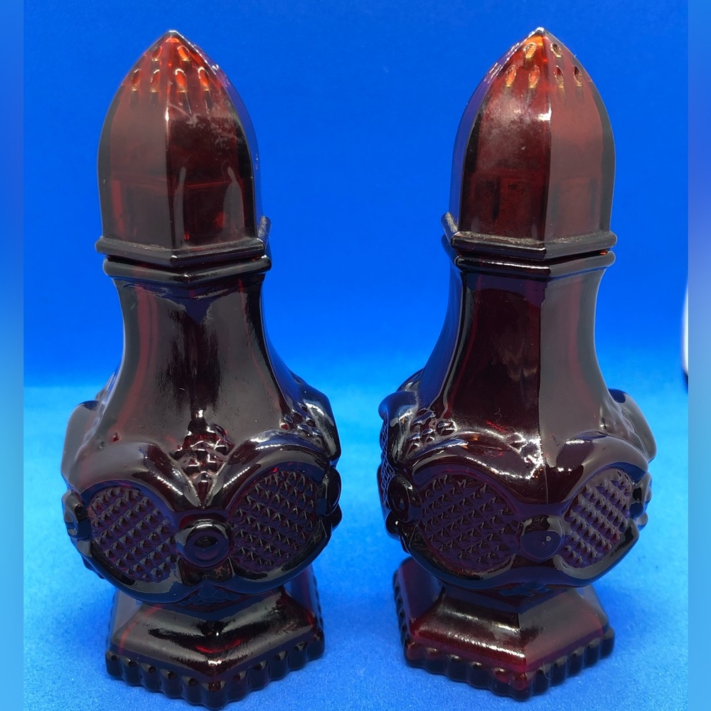 Vintage Avon Cape Cod Ruby Red Glass - Salt & Pepper Shakers